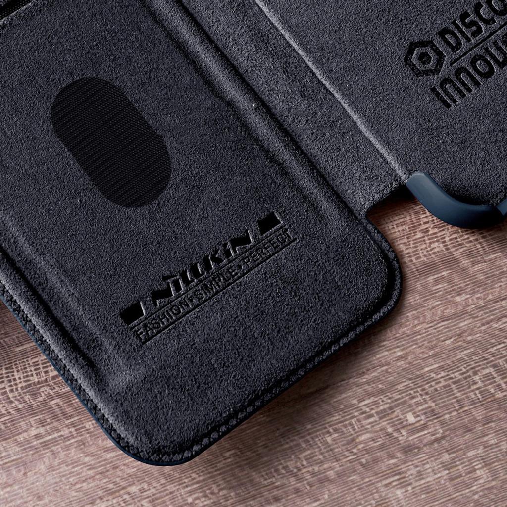 Откидной чехол Nillkin Qin Leather Pro для Samsung Galaxy S23+ с защитой камеры, коричневый