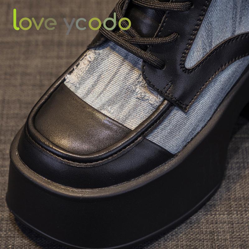 Женские и школьные сапоги Marton на платформе в стиле ретро, осенне-зимние модные ковбойские сапоги