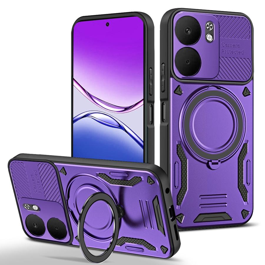 Бронированный противоударный магнитный чехол для OPPO Reno 13 13F 14F A5 5G A5X Realme 14 Pro Plus 14X C75 с держателем-кольцом для автомобиля