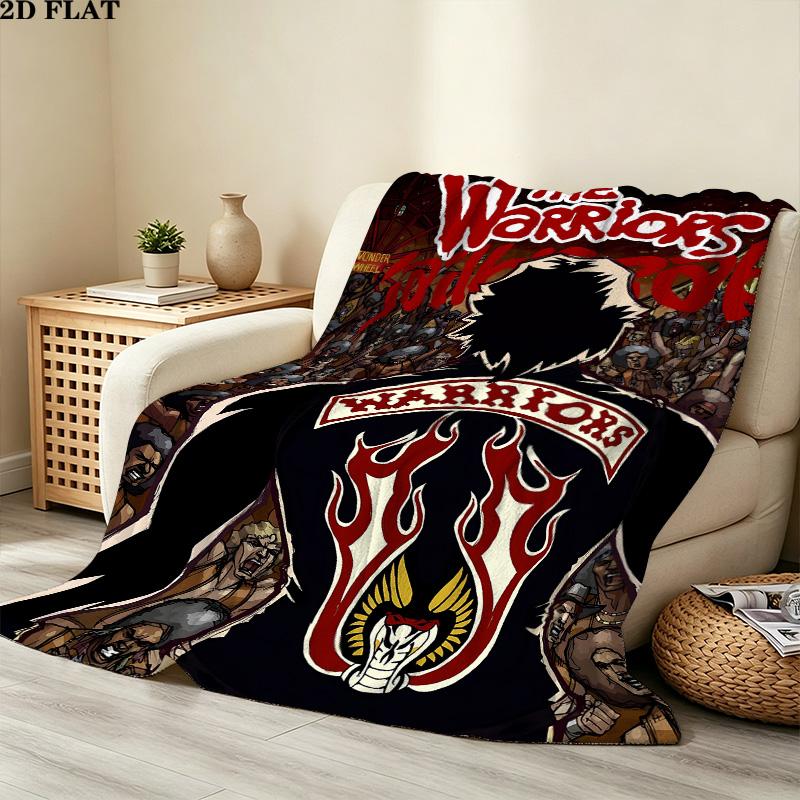 1PC The Warriors Patterned Flannel Blanket Suitable For All Seasons For Home Decor Warmth And Comfort Gifts Holiday Present
