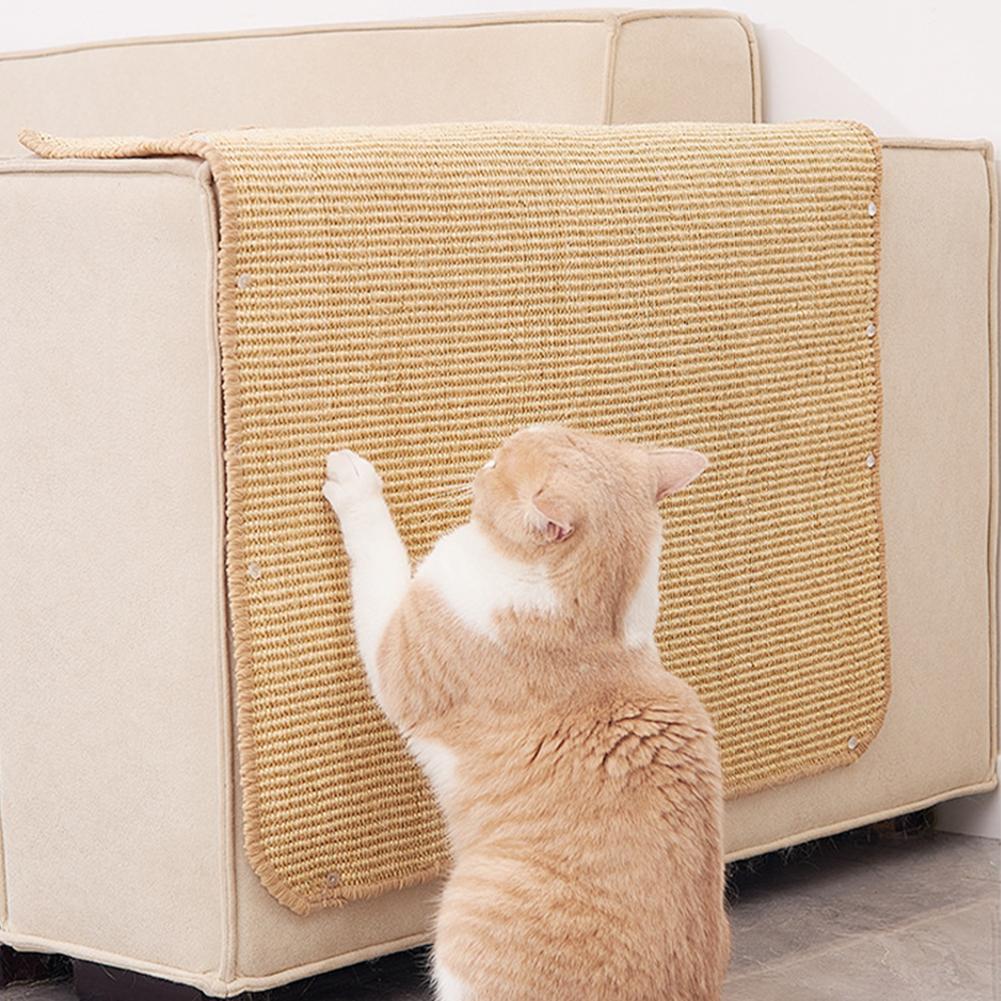 Cat Scratcher Mat with Sticky Tapes Sisal Fabric Cat Scratching Pad Cat Scratching Rug Wall Scratcher Protect Couch and Carpets