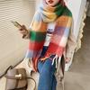 Korean Imitation Cashmere Rainbow Scarf: Extra Long & Warm for Autumn/Winter