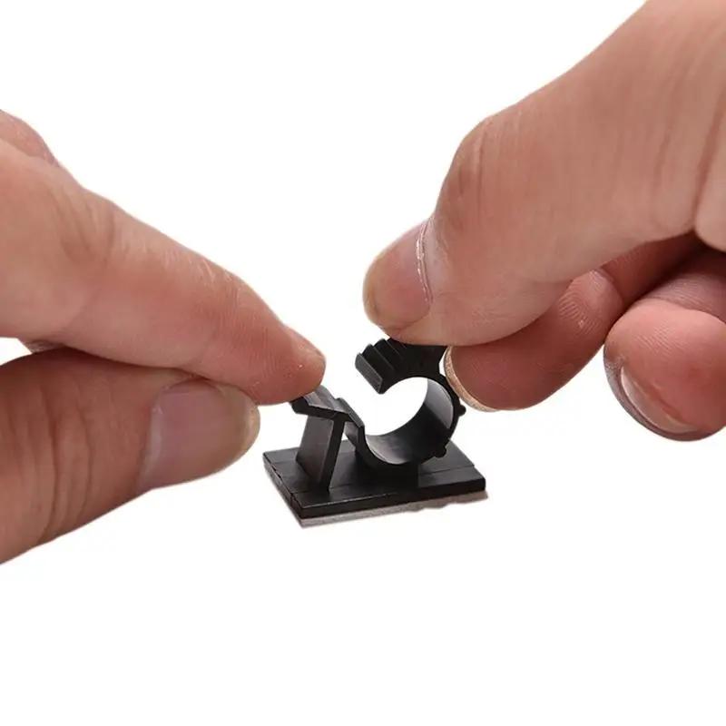 30 Pieces Adhesive Backed Nylon Wire Adjustable Cable Clips Clamps Black 16mm For Car PC TV Charging Wire Winder