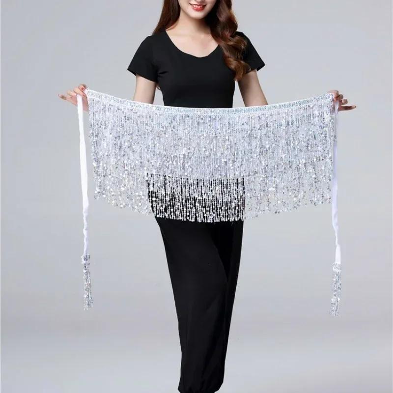 Цепочка на талию для танца живота Новая Блестящая Многослойная с Кисточками Накидка на талию Индийский Танцевальный Выступление Практика Ремень Поясной платок Юбка Поясной платок