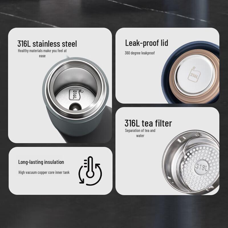 SUPOR 450mL 316 Stainless Steel Vacuum Insulated Travel Mug