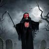 170 cm Halloween Animated Grim Reaper Decoration with Sound and Touch Activation, Glowing Eyes and Chest