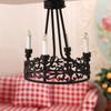 1:12 Dollhouse Miniature Led Light Wall Lamp Black Four-Head Round Chandelier Home Lighting Model Furniture Decor Toy