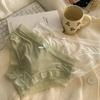 Spring and Summer Solid Color Ice Silk Underwear for Women Mid Waist Quick Drying Lace Underwear