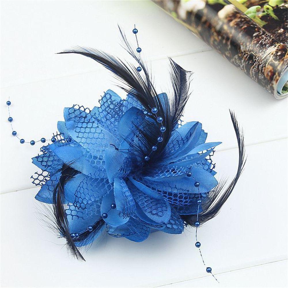 Dance Performance Wedding Hair Accessories Wrist Flower Feathers Hair Clip Bridal Hairpin Headdress