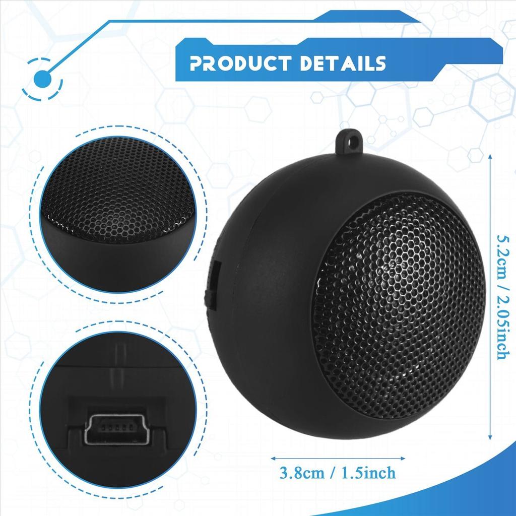 #92J Consumer Electronics,Mini Portable Travel Loud Speaker with 3.5mm Audio Cable Low Voltage (black)