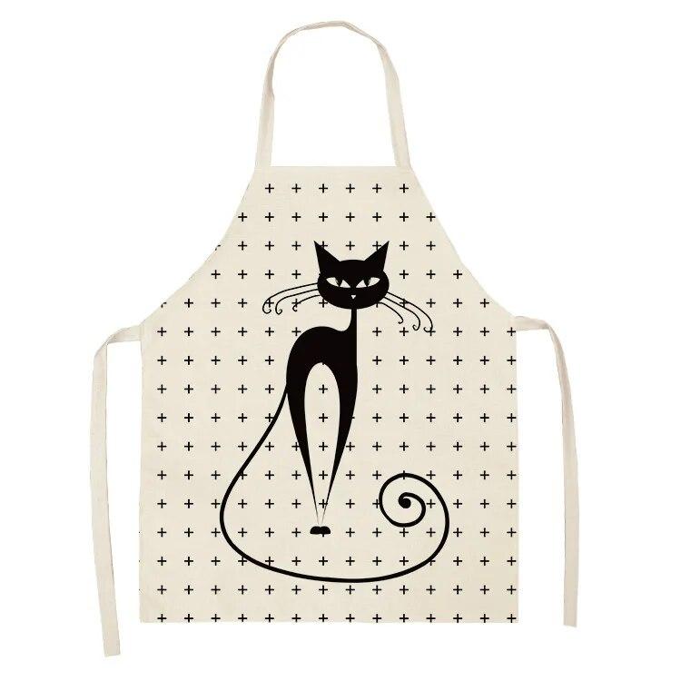 1 шт. 55x68 см кухонный фартук с милым принтом кота домашние хлопковые льняные фартуки без рукавов для мужчин и женщин аксессуары для выпечки 38x47 см