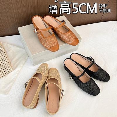 Версия из овчины~ Сумка Xiaoxiangfeng из соломы на толстой подошве, шлепанцы с открытой пяткой, летняя обувь, французский ретро-стиль, фея, повседневная обувь