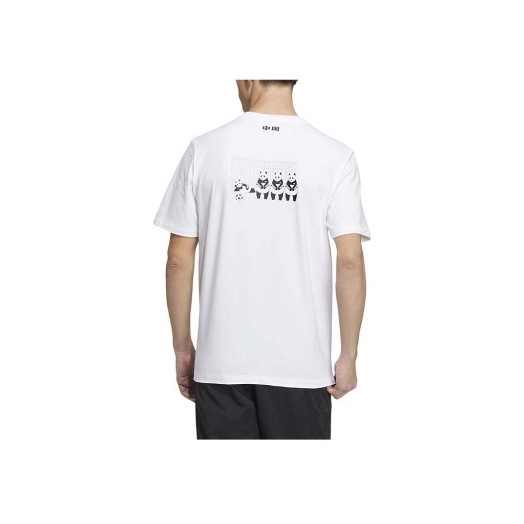 Adidas Panda Print Round Neck Short Sleeve T-Shirt Men Tops White HS4397