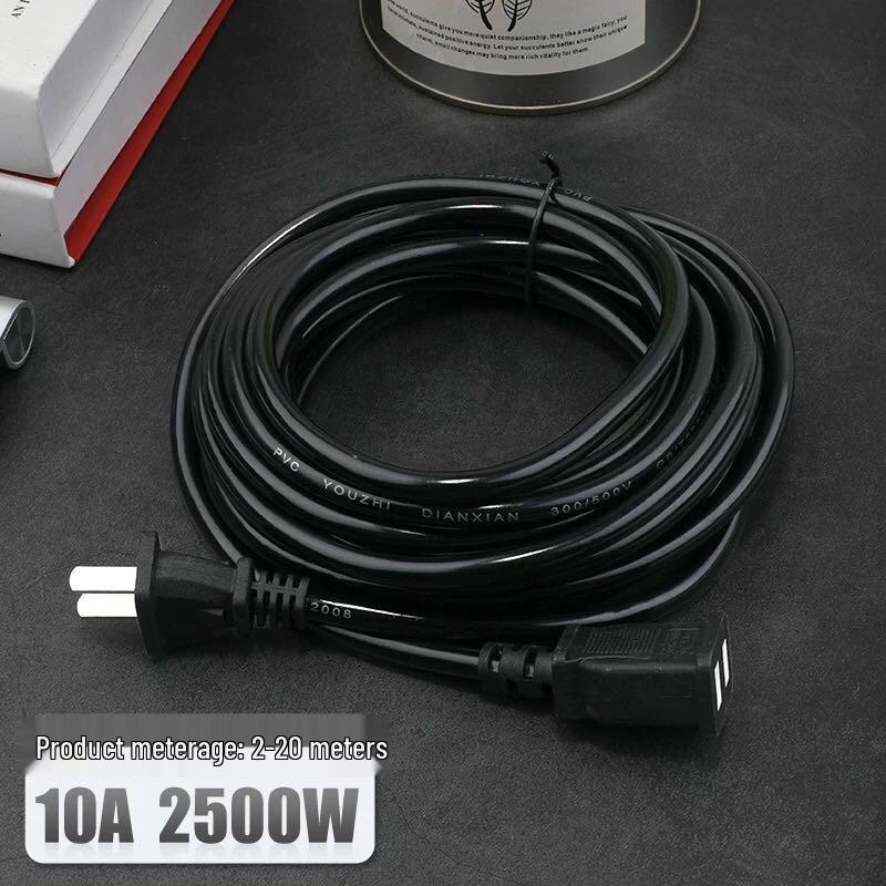 Two-core Power Cord Extension with Dual Outlet for Mobile Devices and Fans