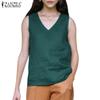 Женские повседневные однотонные топы без рукавов с v-образным вырезом