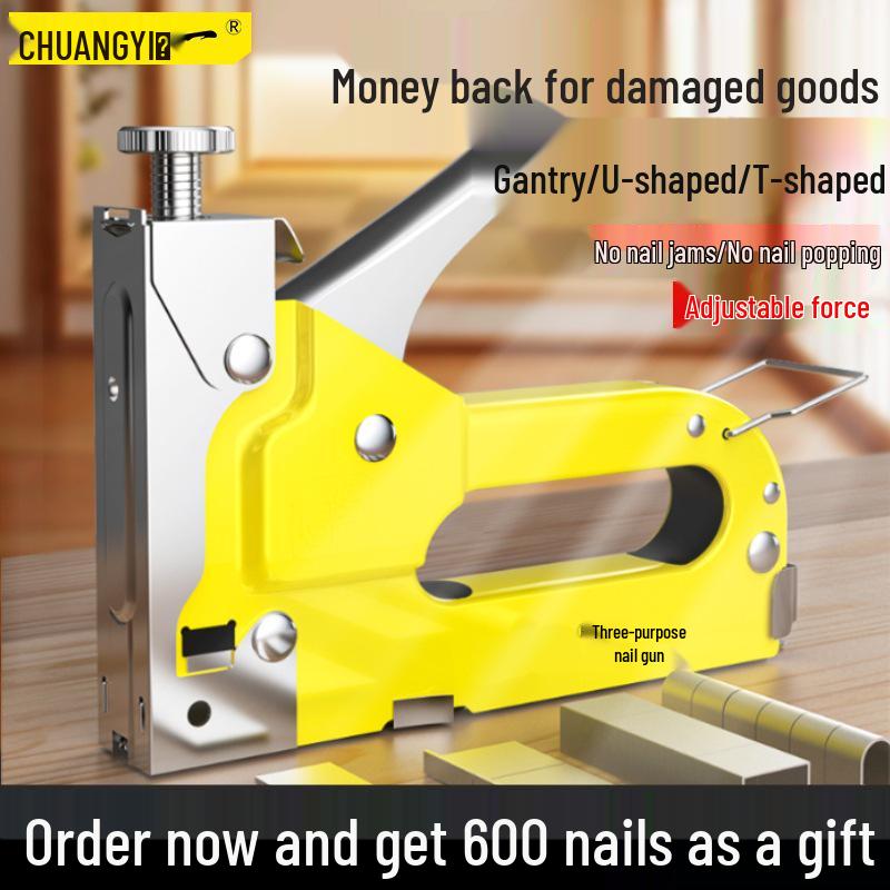 Chuangyi Industrial Grade Pneumatic Nail & Staple Gun for Woodworking & Decoration