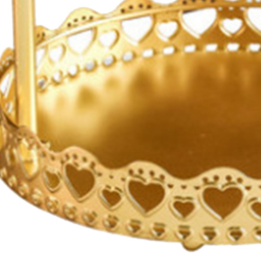 Double Layer Pastry Tray Decorative Copper Gold Biscuits Dessert Display Plate for Wedding Loving