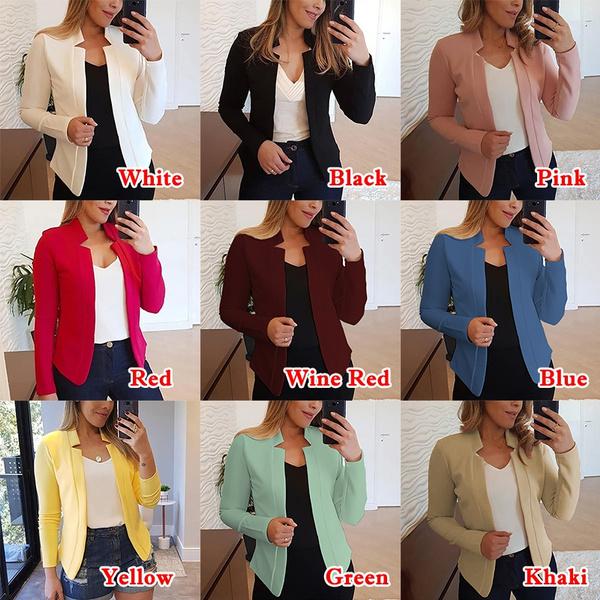 Трендовые модные женские пиджаки с длинными рукавами, однотонные офисные женские деловые костюмы, пальто больших размеров, женская одежда, 9 цветов