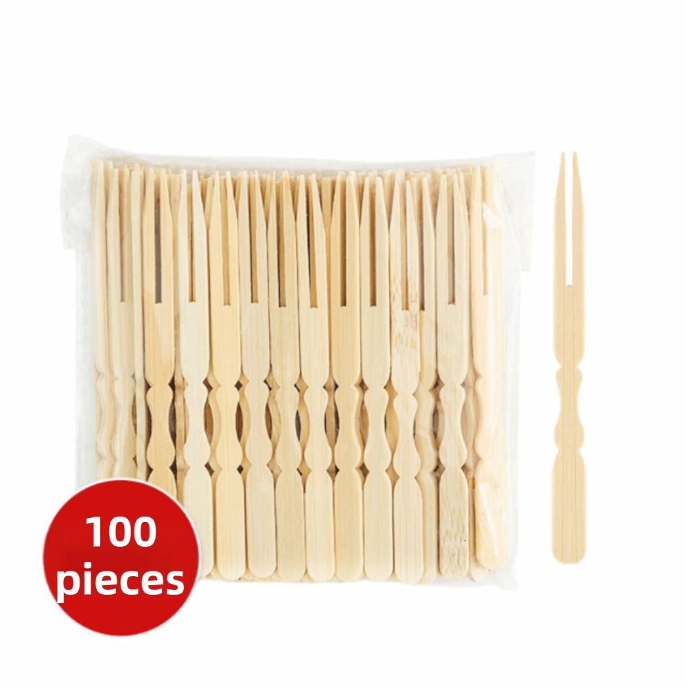 100Pcs Mini Size Fruit Forks Bamboo Restaurant Tableware Sandwiches Appetizer Forks Household Use