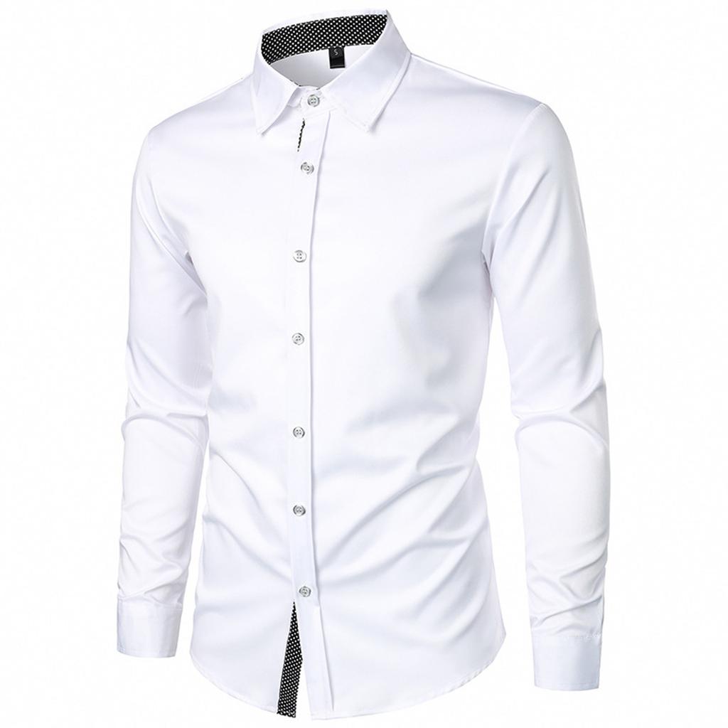 Men'S Fashionable Color Matching Dot Casual Long Sleeved Shirt