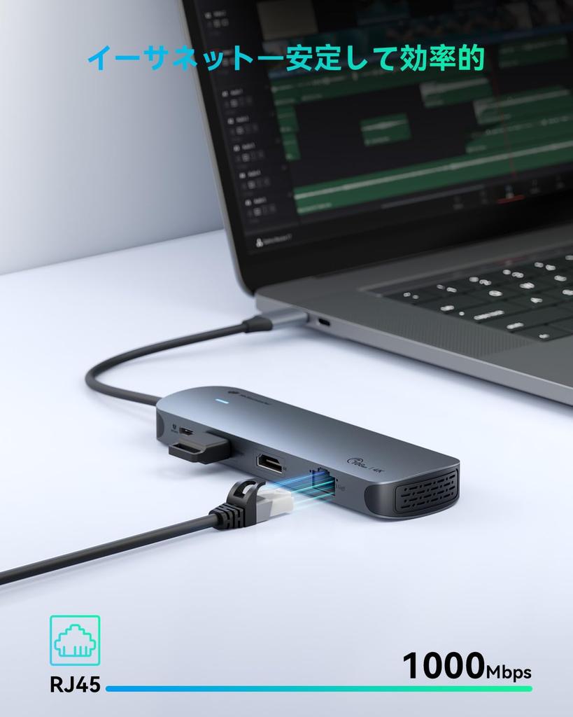 Новый Yottamaster USB C Хаб 3 10 Гбит/с Gen2 Адаптер для передачи данных Выход HDMI Быстрая зарядка PD 100 Вт Порт Gigabit Ethernet LAN Картридер для аудио Совместимый
