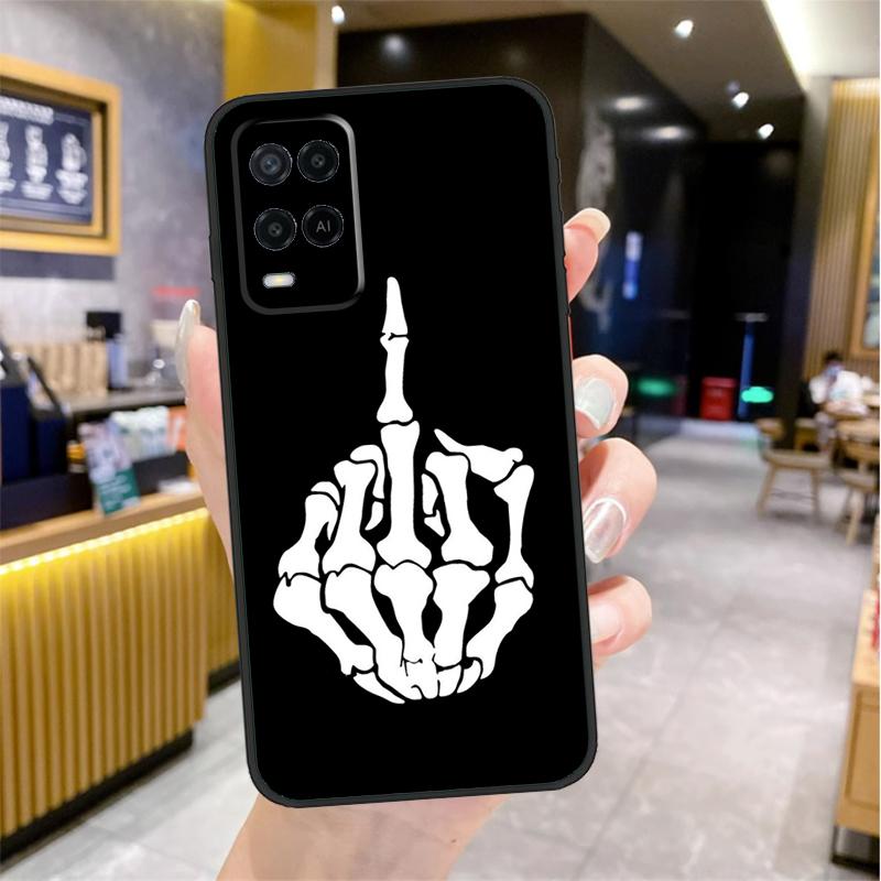Чехол 'Скелет Средний палец' для Oppo A98 A18 A38 A58 A78 A60 A80 A40 A96 A76 A16 A94 A74 A54 A15 A17 A57 A77 A5 Pro