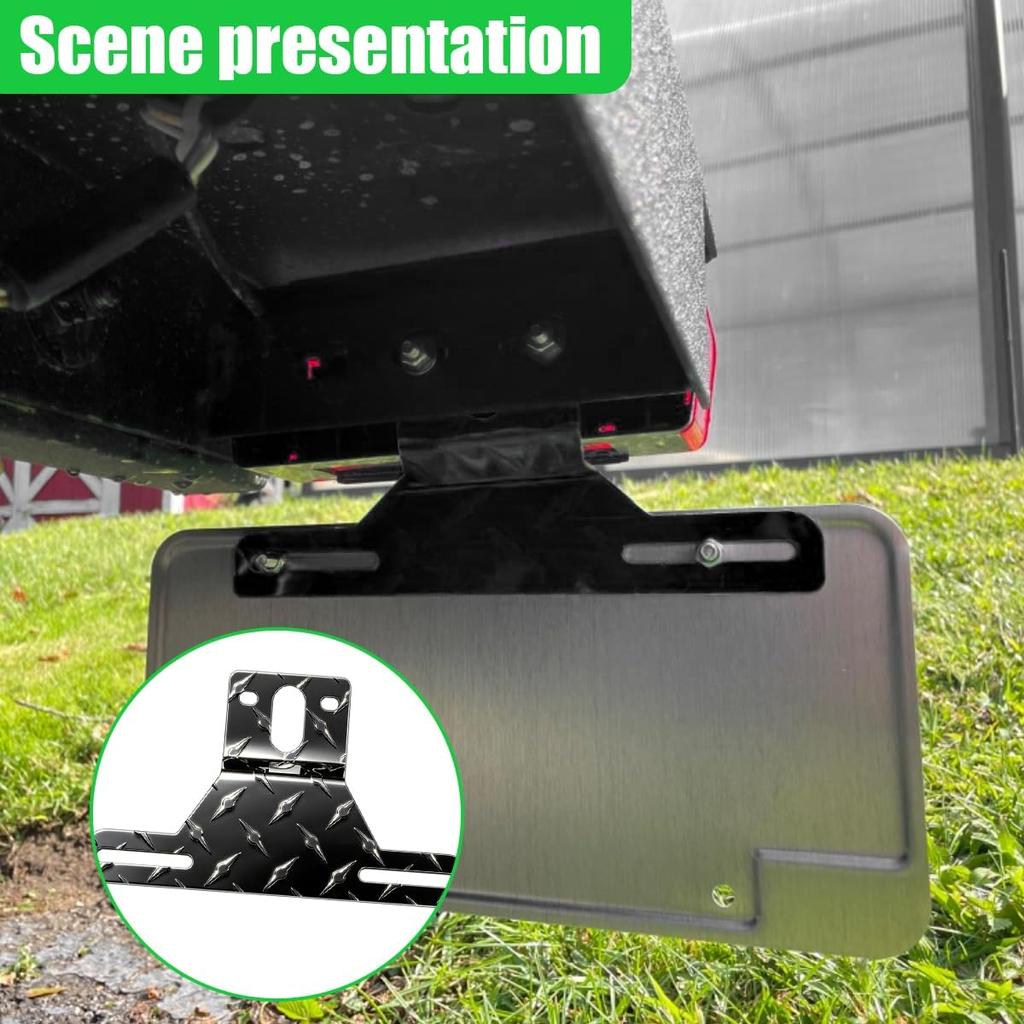 Craedli Trailer License Plate Bracket Frame, Universal Aluminum License Plate Holder with Light Mount Hole, Heavy-Duty Car Tag Bracket Trailer Mount