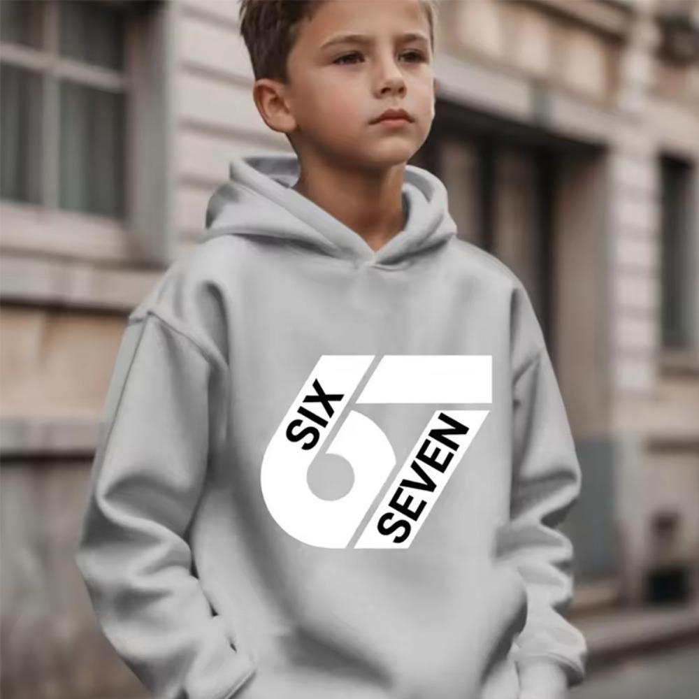 Spring Autumn Unisex Graphic Fun 67 Men's Hooded Pullover Sweater Long-sleeved Stylish Street Style Long-sleeved Women Clothing Top