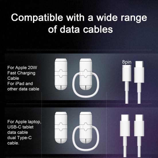 2Pcs Silicone Charging Cable Protective Case Anti-break Data Line Cord Protector Winder Cover Sleeve Cable Wrap for iPhone for Android for Type-C