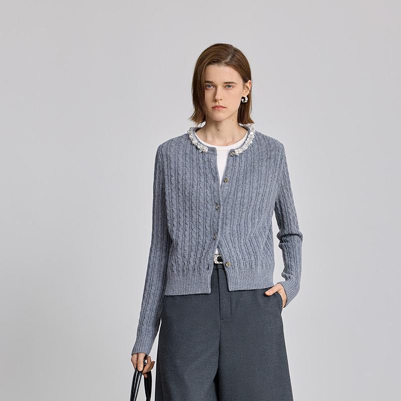 LILY exquisite pearl sequin knitted cardigan