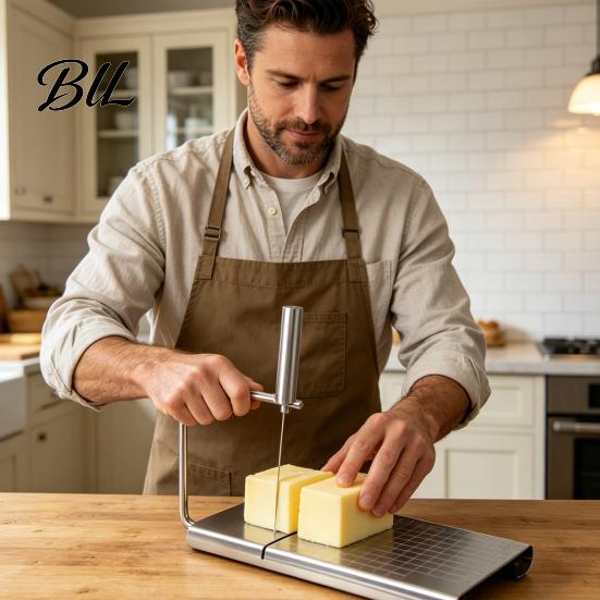 Butter Slicing Tool Cheese Slicer with Stainless Steel Cutting Board And Adjustable Wire Cutter Professional Multi-Purpose Kitchen Daily Cooking