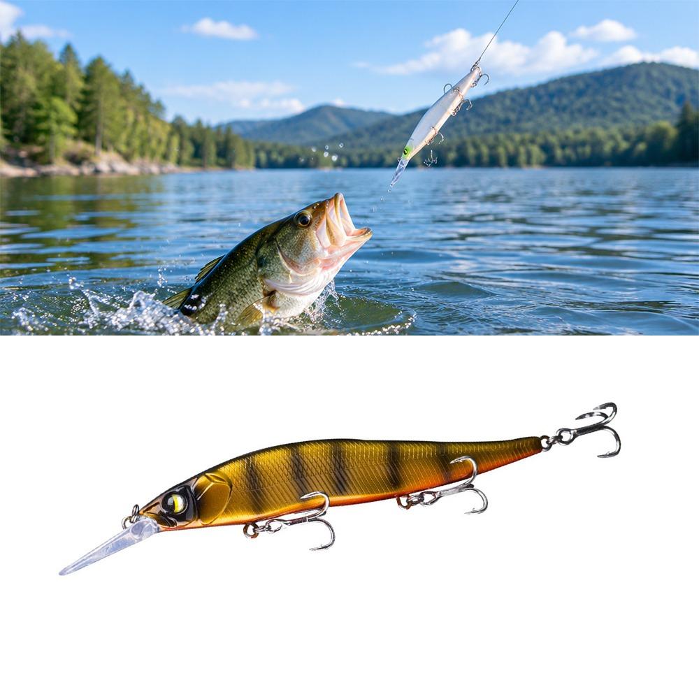 with 3D Eyes Minnow Lure 13.5cm 14.3g Jerkbait Fishing Lure For Largemouth Bass