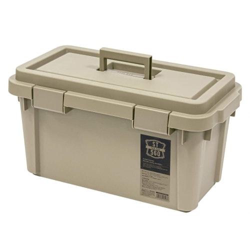 JEJ Astage S-Series Toolbox ST560S, Made In Japan, for Outdoor Storage and Camping, Sand Beige, 56cm Wide X 29cm Deep X 29cm High