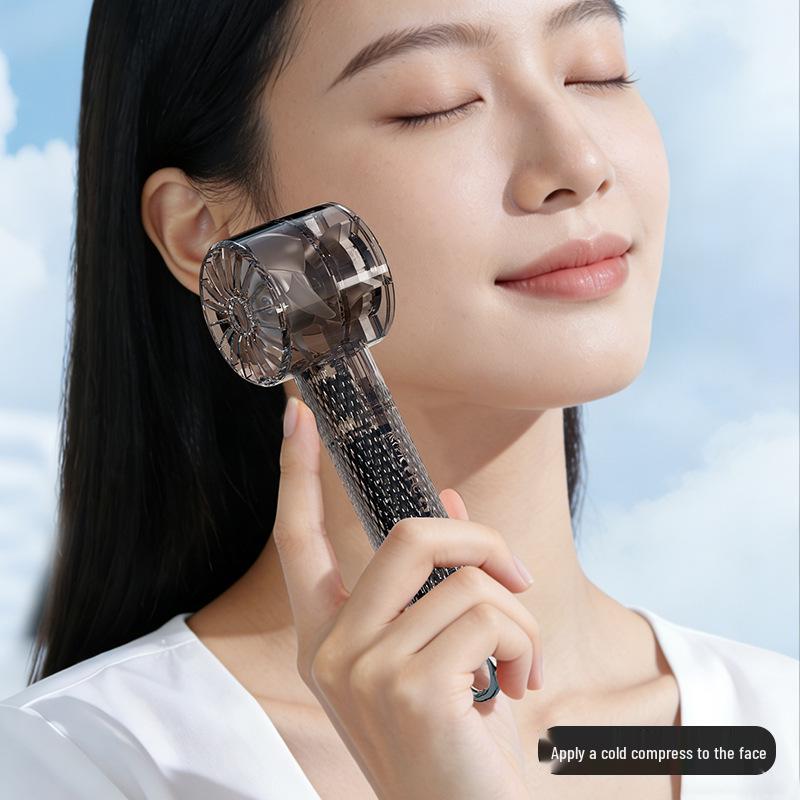 2026 Portable Mini Turbo Refrigerating Fan with Transparent Digital Display and Semiconductor Cold Compress