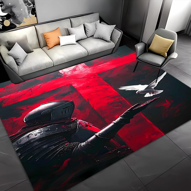 1pc Knights Templar2 Entrance Mat, Non-Slip Mat Area Rug,Room Decor, Outdoor Decor, Kitchen Rug,Doormat - Machine Washable, Easy to Clean
