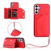 For Samsung Galaxy S24 FE Case Card Holder Kickstand Skin-Touch Phone Cover with Wrist Strap
