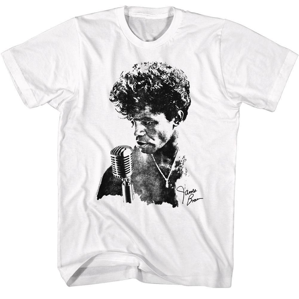 James Brown Microphone White T-Shirt Mens Womens Tees Top