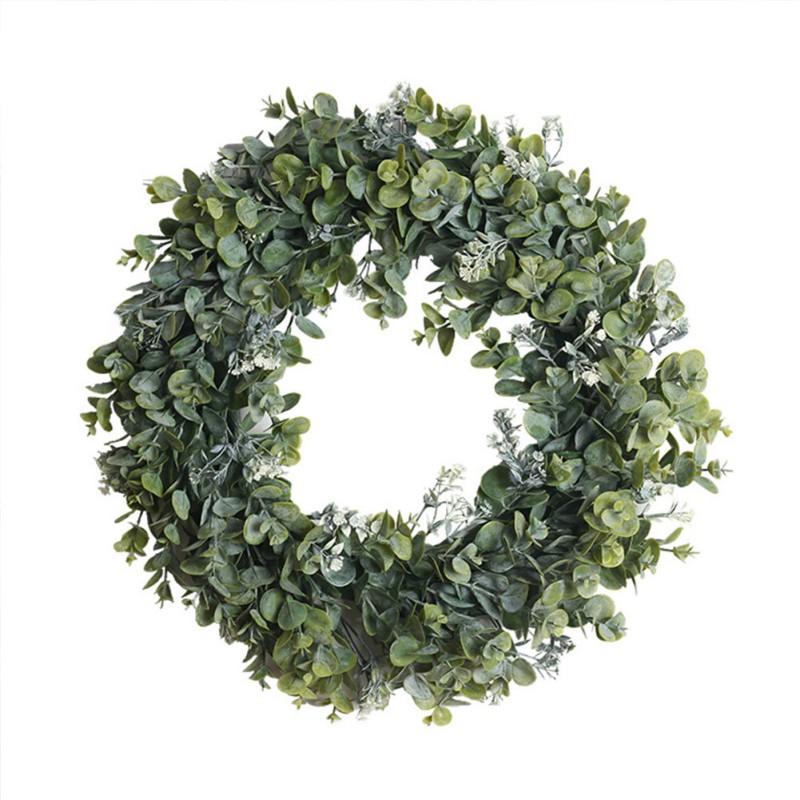 Весенний венок с искусственным цветком листа эвкалипта для входной двери в помещении и на открытом воздухе, стены дома, окна, фестиваля, свадебного декора