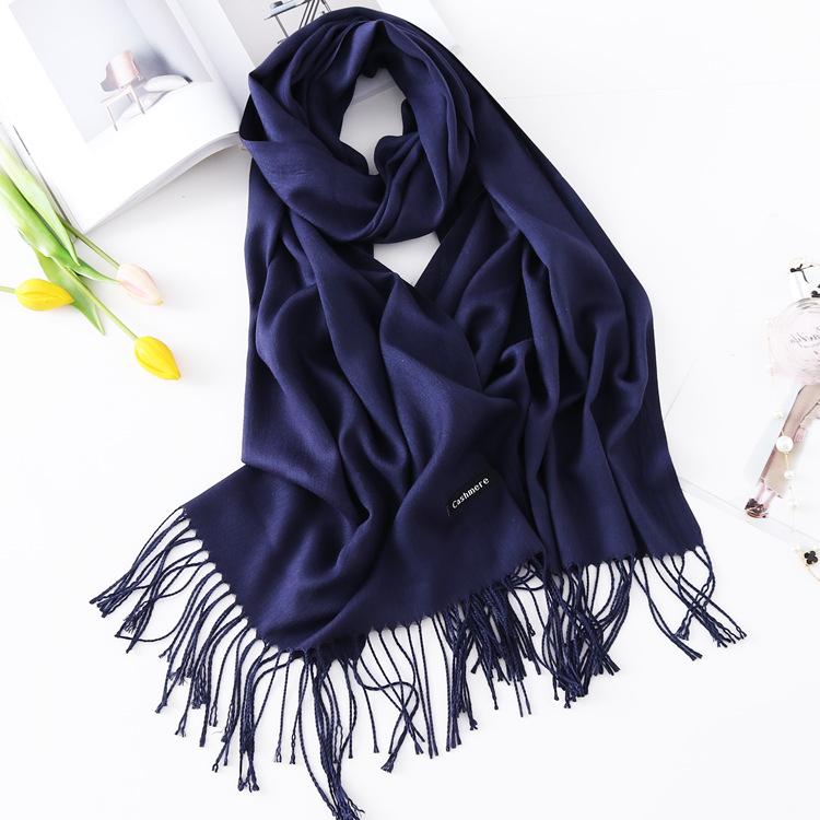 2024 Autumn And Winter New Solid Color Extended Thin Imitation Cashmere Scarf Versatile Warm Neck Protection Scarf Shawl For Women