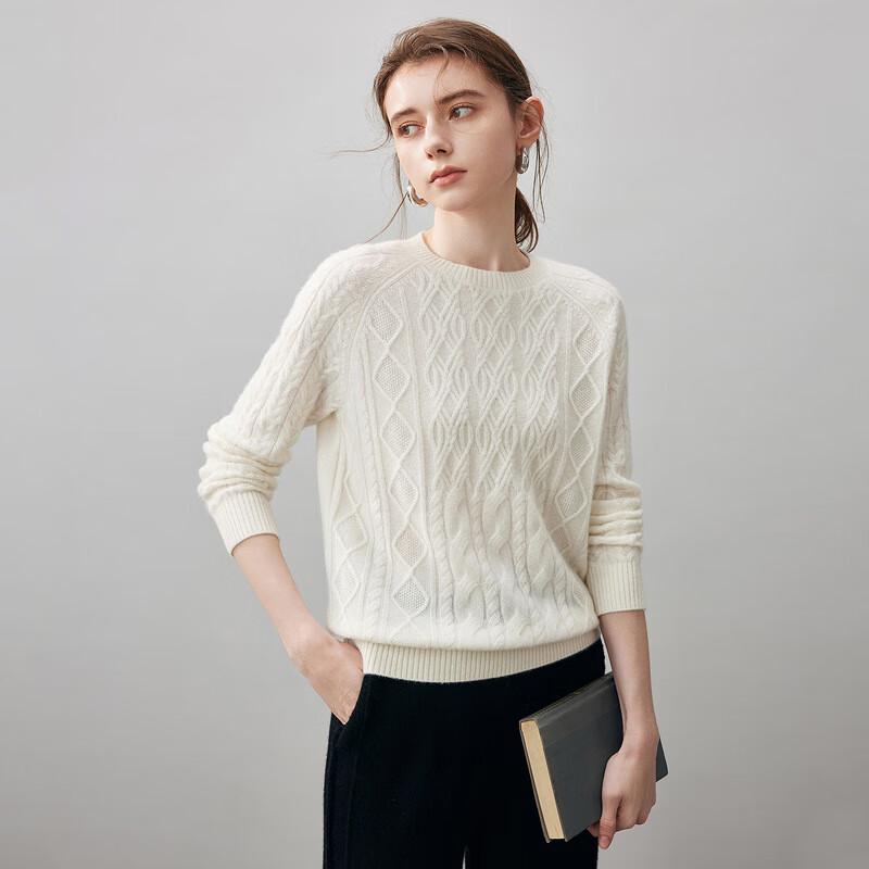 KomongBoka Women's 2025 Autumn/Winter Cable Knit Cashmere Sweater