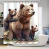 3D-печатная шторка для душа с изображением медведицы с медвежатами, водонепроницаемая ткань, украшение для ванной комнаты для домашнего декора