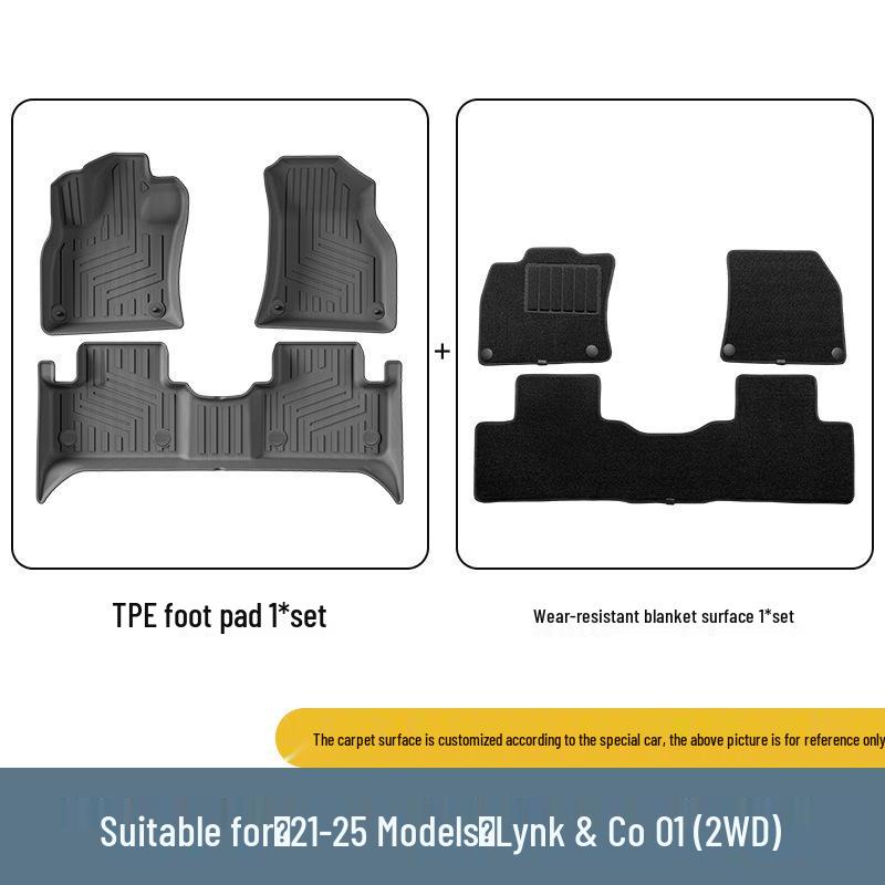 Durable TPE Floor & Trunk Mats for 21-25 Lynk & Co 01 Two-Wheel Drive, includes Backrest Mat