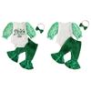 Baby Girls Irish Day Outfits Shamrock Mesh Letter Print Long Sleeves Romper and Elastic Flared Pants Headband Set