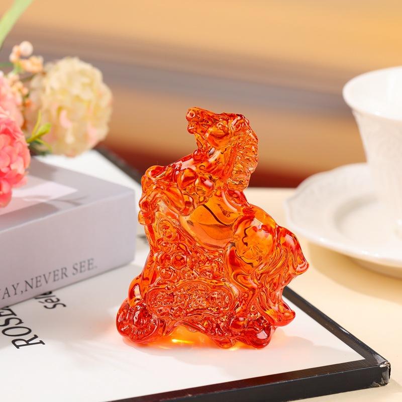 2026 Статуэтка Лошади по Зодиаку Коллекция Фэн-шуй Хрустальный Ловец Солнца Роскошный Декор для Дома Настольное Украшение