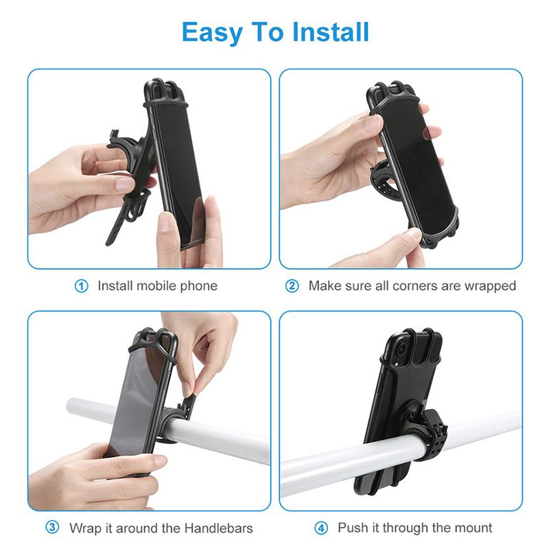Versatile 360 Degrees Rotate Silicone Cell Phones Holder For Bicycle MTB Bike