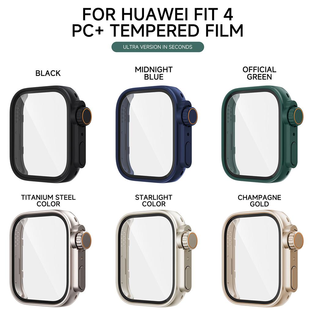 Переключиться на Ultra Case для Huawei Watch Fit 4 Закаленное Стекло Чехол + Защитная Пленка для Huawei Watch Fit 4Pro Обновиться до Ultra 2