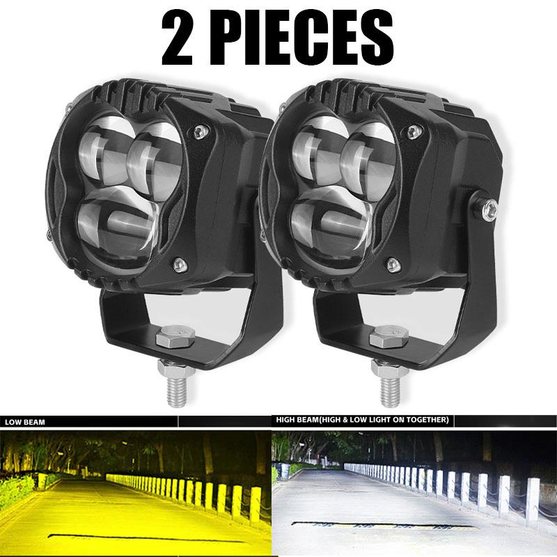 1/2 шт. светодиодный прожектор, вспомогательный свет, линза, фара дальнего света, противотуманная фара, белый DC12-80 В для внедорожника 4x4, внедорожника, квадроцикла, UTV 12 В 24 В