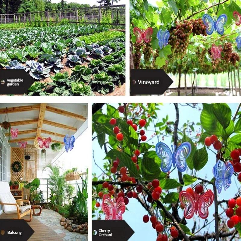 Heart Butterfly Wind Spinners Hanging Ornaments Bird Deterrent Wind Catcher Rotating Wind Chime Home Garden Outdoor Decorations