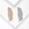 Brooch Feather Shape Rhinestone Decor Clothes Decoration Anti-rust Anti-oxidation Formal Occasion Clothes Jewelry Lady Business Gift