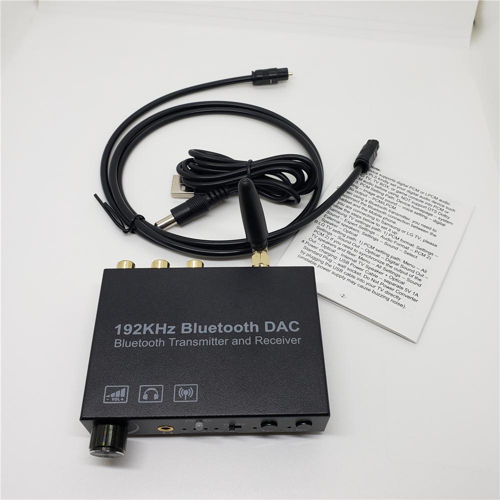 192KHz Bluetooth DAC Digital to Analog Audio Converter Bluetooth Audio Transmitter Receiver with aptX Low Latency for Headsets